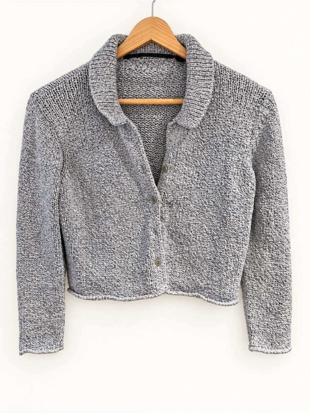 ISDA & CO Italian Marled Knit Cropped Collared Cardigan Size M